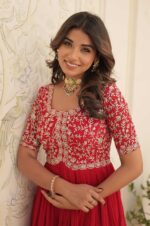 Radiant-Elegance-–-Red-Embroidered-Zari-Sequins-Gown-2