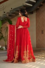 Radiant-Red-Faux-Blooming-Gown-with-Dupatta-–-Royal-Elegance-in-Every-Detail-2