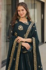 Rama-Faux-Blooming-Embroidered-Gown-with-Zari-&amp;-Sequin-Work-+-Dupatta