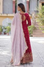 Rani-Pink-Embroidered-Anarkali-Gown-with-Foil-Work-and-Scallop-Dupatta-4