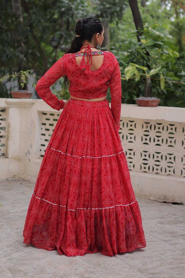 Red Traditional Bandhej Lehenga Choli Set with Gotta Patti & Gamthi Embroidery