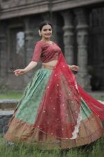 Regal-Heritage-–-Kanjivaram-Pattu-Silk-Lehenga-with-Net-Dupatta