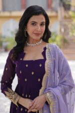 Regal-Purple-Embroidered-Gown-with-Designer-Lavender-Dupatta