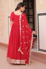 Regal-Red-Embroidered-Zari-Gown-Set-with-Designer-Dupatta