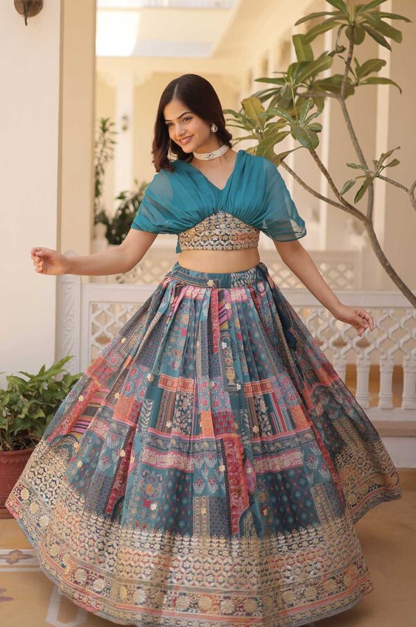 Royal Allure – Russian Silk Lehenga with Foil Embroidery Work