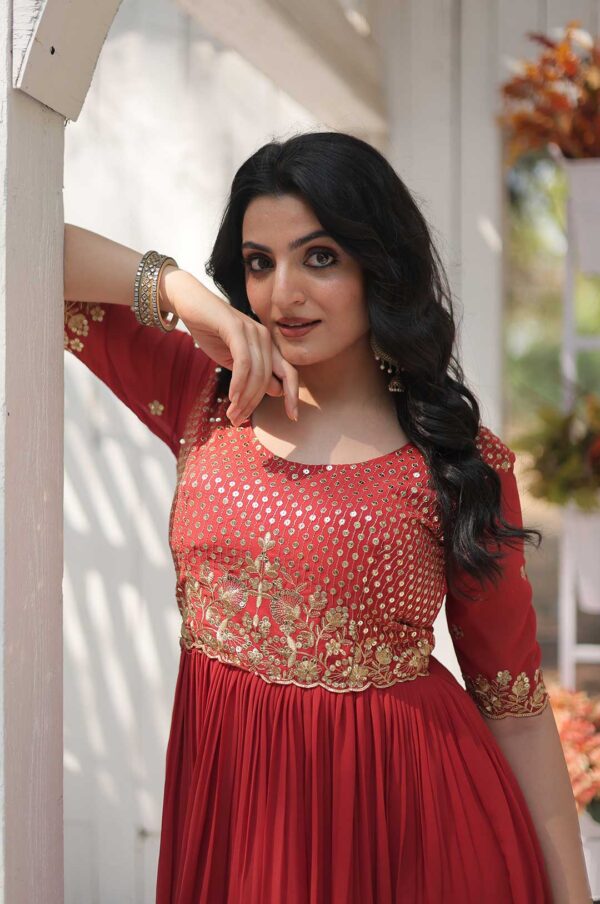 Royal Bloom – Orange Embroidered Faux Blooming Gown