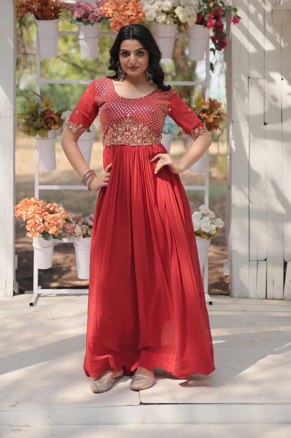 Royal Bloom – Orange Embroidered Faux Blooming Gown