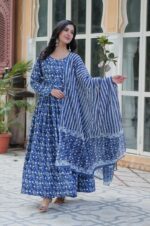 Royal-Blue-Pure-Cotton-Anarkali-Set-with-Printed-Dupatta-3