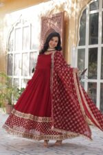 Royal-Maroon-Embroidered-Gown-with-Dupatta-–-Glamour-Meets-Grace-2