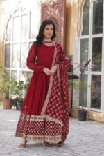 Royal-Maroon-Embroidered-Gown-with-Dupatta-–-Glamour-Meets-Grace-3