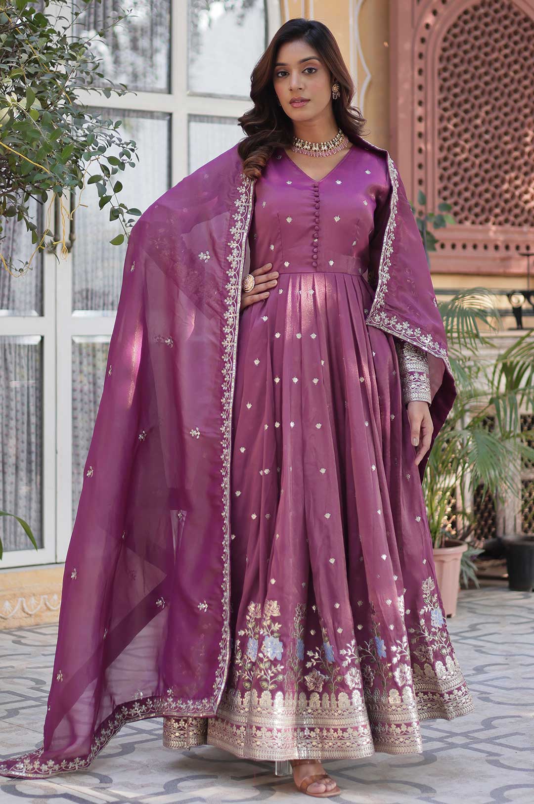 Royal-Onion-Embroidered-Anarkali-Gown-With-Dupatta