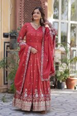 Royal-Orange-Embroidered-Anarkali-Gown-With-Dupatta-4
