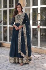 Royal-Rama-Faux-Blooming-Gown-with-Embroidered-Dupatta-4