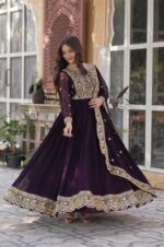 Royal-Wine-Faux-Blooming-Gown-with-Embroidered-Dupatta-3