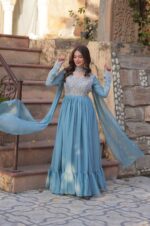 Sky--Star-Georgette-Embroidered-Gown-with-Beads-&amp;-Sequins-Work-and-Dupatta-Set.-3