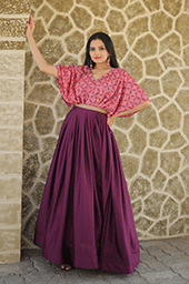 Wine Stylish Chinnon Gown with Sequins & Position Print Work and Aari Work Belt