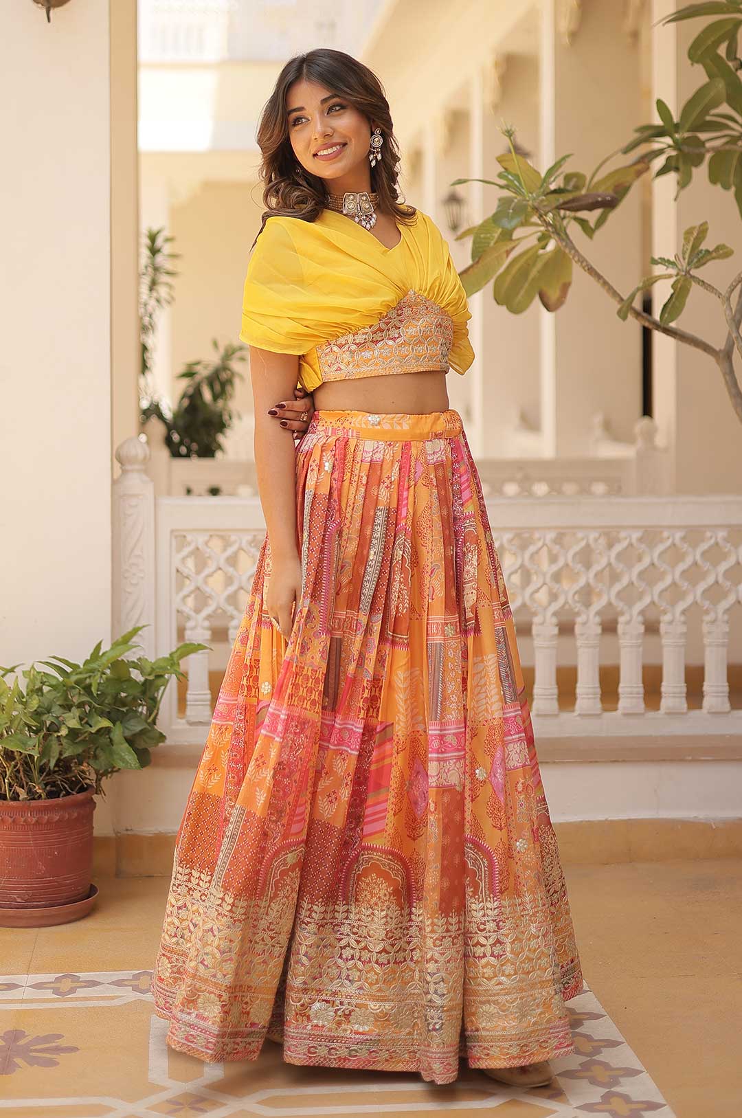 Sunshine Radiance – Yellow Foil Embroidered Lehenga Set
