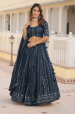 Teal-Blue-Faux-Blooming-Heavy-Embroidered-Lehenga-Choli-Set-with-Dupatta-3