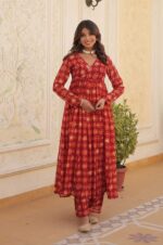 Teal-Red-Geometric-Print-Long-Kurta-with-Palazzo-Pants-3