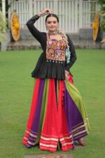 Traditional-Kutchi-Work-Peplum-Top-with-Multicolor-8-Meter-Flair-Lehenga--3