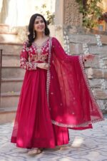 Vibrant-Pink-Embroidered-Gown-Set-with-Designer-Dupatta-2