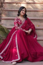 Vibrant-Pink-Embroidered-Gown-Set-with-Designer-Dupatta-4