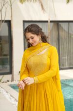 Vibrant-Yellow-Faux-Blooming-Gown-with-Dupatta-–-Glow-Like-the-Sun!