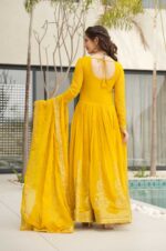 Vibrant-Yellow-Faux-Blooming-Gown-with-Dupatta-–-Glow-Like-the-Sun!-4
