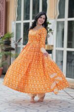 Vibrant-Yellow-Pure-Cotton-Anarkali-Set-with-Dupatta-–-Summer-Freshness-&amp;-Ethnic-Charm-2