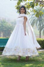 White-Georgette-Gown-with-Gold-Motifs-&amp;-Dupatta-2