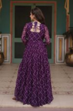 Wine-Bandhani-Print-Georgette-Gown-with-Embellished-Yoke-4