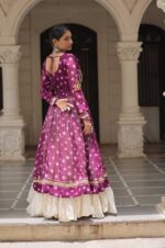 Wine-Kora-Cotton-Lehenga-with-Bandhani-Kutchi-Work-Kurti-Set-2
