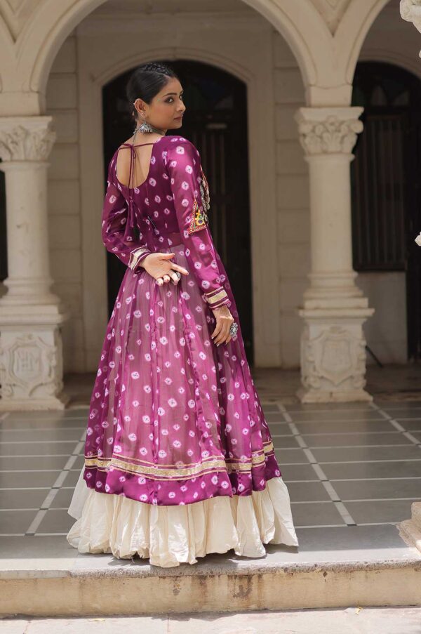 Wine Kora Cotton Lehenga with Bandhani Kutchi Work Kurti Set