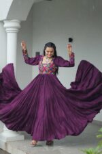 Wine-Kutchi-Gamthi-Embroidered-Perot-Green-Gown-3