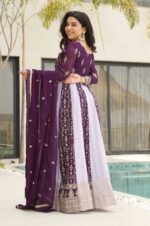 Wine-Zari-Embroidered-Faux-Blooming-Gown-with-Dupatta-2