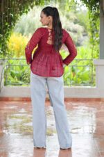 maroon-Georgette-Schiffli-Peplum-Top-with-Kutchi-Gamthi-Patch-Work-4