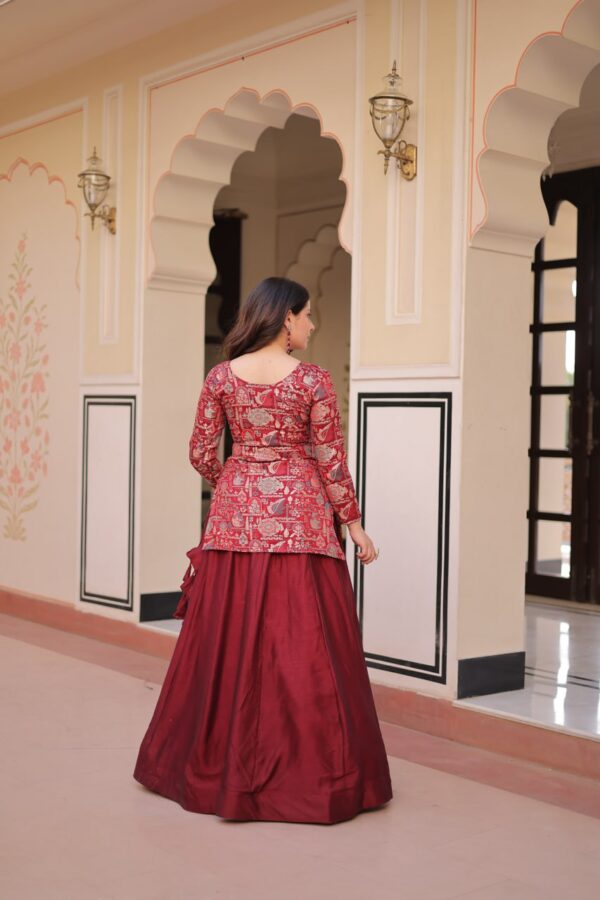 Designer Full-Stitched Simmer Vichitra Lehenga with Jequard Blouse