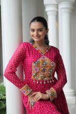 pink-Bandhani-Print-Gown-with-Kutchi-Patchwork