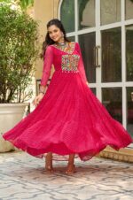 pink-Laheriya-Gown-with-Kutchi-Embroidery-3