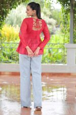 red-Georgette-Schiffli-Peplum-Top-with-Kutchi-Gamthi-Patch-Work-4
