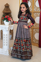 Kids wine Patola Print Gown – Pashmina Silk Traditional Wear for Girls