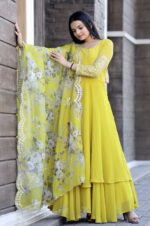 yellow-Faux-Blooming-Gown-with-Floral-Organza-Dupatta