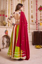 Beige-&amp;-Red-Viscose-Cotton-Lehenga-Choli-with-Multi-Color-Mirror-Embroidery-&amp;-Dupatta-4