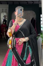 Black-&amp;-Multi-Colored-Bandhani-Print-Lehenga-Choli-With-Mirror-Work-Border-2