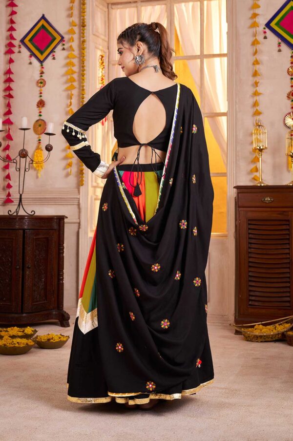 Black Multicolor Navratri Lehenga Choli with Kutchi Embroidery