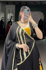 Black-&amp;-Mustard-Yellow-Pure-Rayon-Sequins-Lace-Lehenga-with-Original-Mirror-Work-Blouse-&amp;-Marble-Dupatta-3