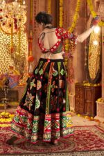 Black-&amp;-Red-Organic-Cotton-Navratri-Lehenga-Choli-with-Aari-&amp;-Foil-Work-2
