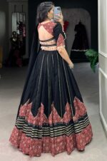 Black-and-Maroon-Pure-Cotton-Printed-Lehenga-Set-with-Mirror-Work,-Gota-Patti-&amp;-Cowrie-Lace2