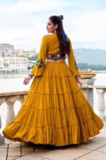 Designer-Pure-Rayon-Lehenga-with-Mirror-Gamthi-Work-Blouse-&-Koti