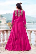 Designer-Pure-Rayon-Pink-Lehenga-with-Mirror-Gamthi-Work-Blouse-&-Koti-2 - Copy